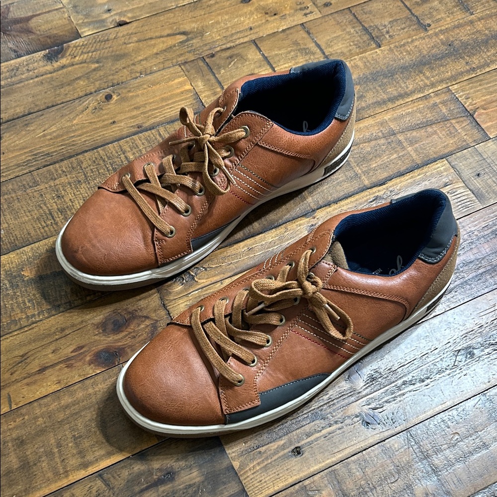 Men's Casual Brown Leather Sneakers